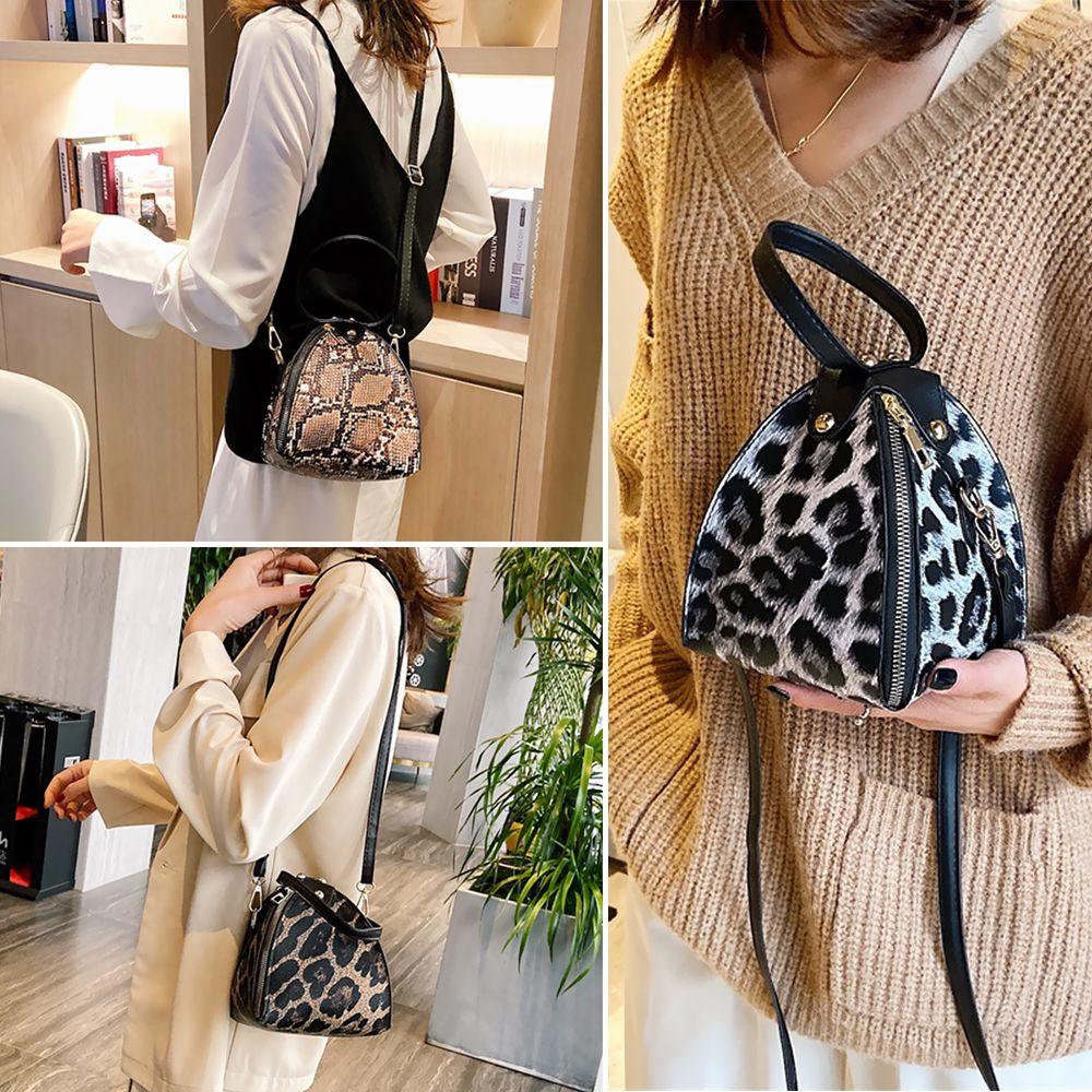 Luxury Leopard Print Messenger Bag Large Capacity Multifunctional Dumpling Shape Wallet Pu Leather Handbag Crossbody Carry