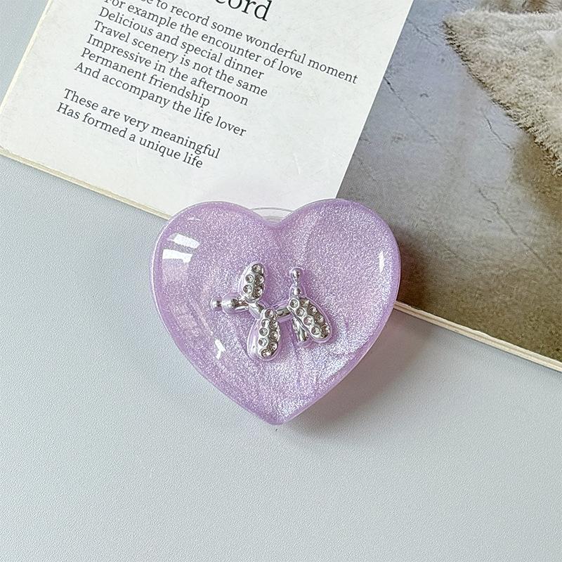 Rhinestone Puppy Solid Color Love Glitter Mobile Phone Airbag Holder Wind Magnetic Paste Ring