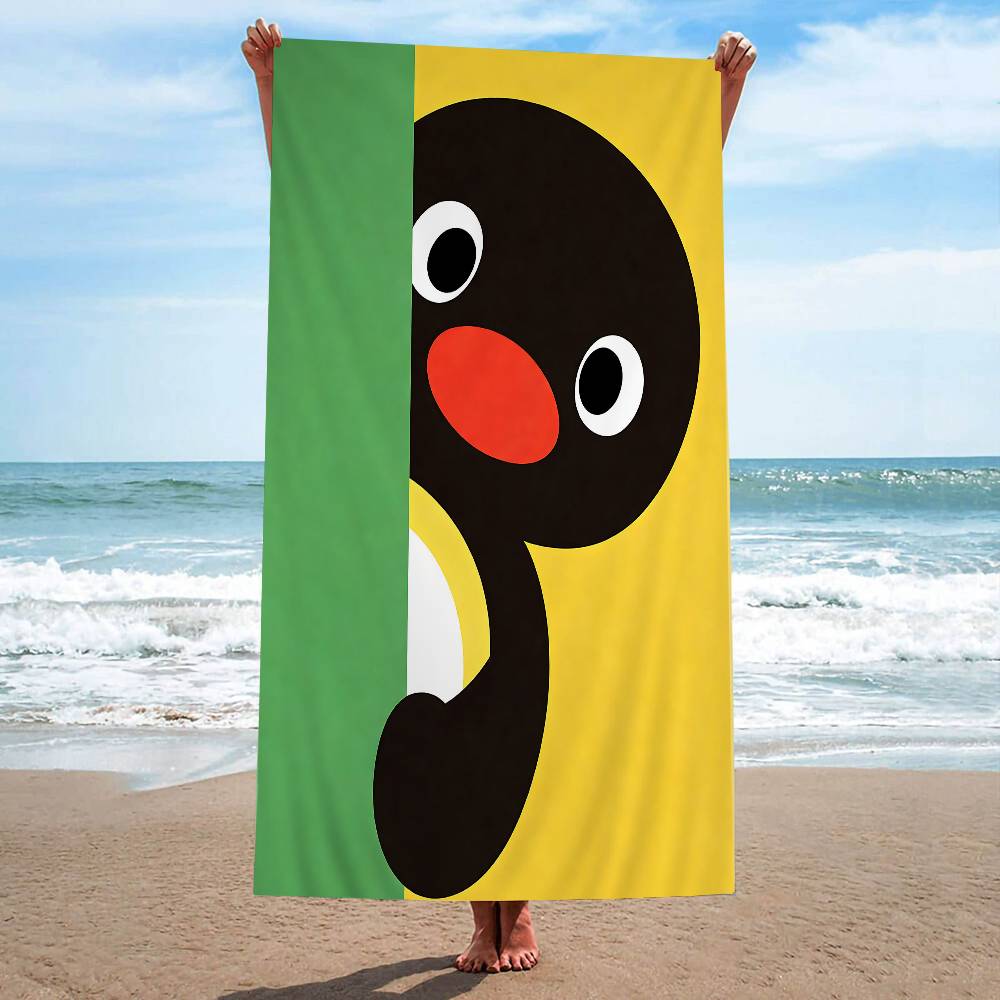 Pingu Cartone Animato Pingu Microfibra Stampato Asciugamano da Spiaggia Alpinismo Yoga Spiaggia Nuoto Corsa Assorbente Morbido Asciugamano