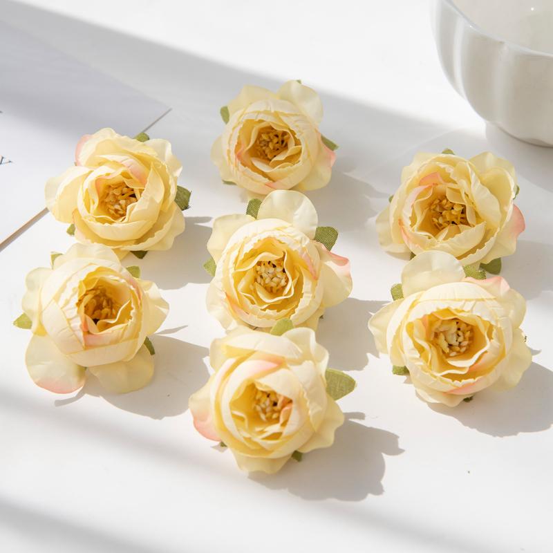 10Pcs Multicolor Artificial Flowers Silk Rose Wedding Christmas Garlands Accessories Home Garden Diy Scrapbook gift box Hot sale
