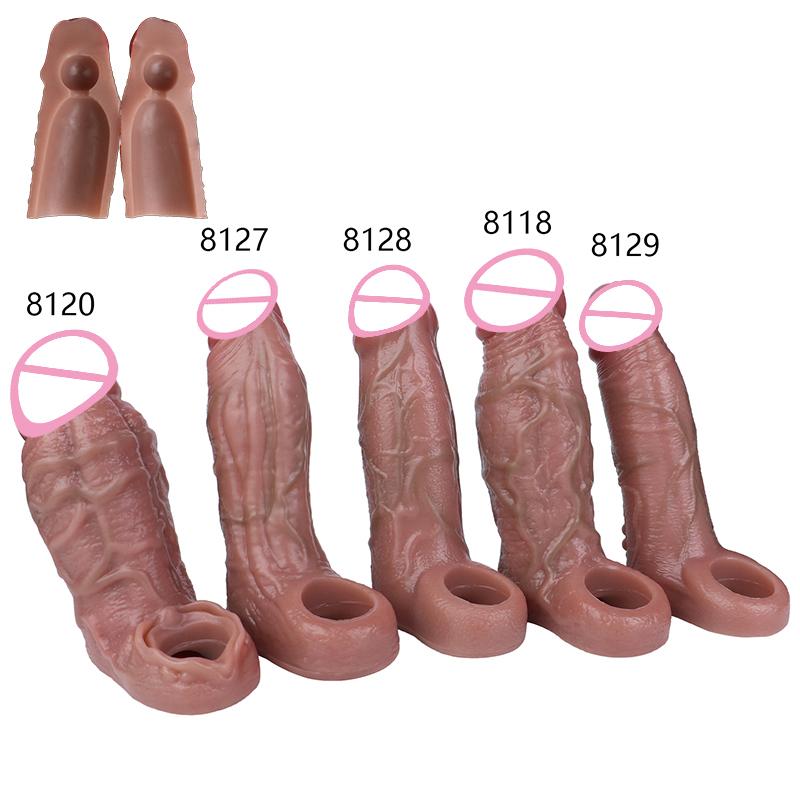 SXXY 5 Stil Manșon Penis Gol Silicon Condom Reutilizabil Masculin pentru Bărbați Întârziere Ejaculare Jucărie Sex Adultă pentru Joc de Cuplu