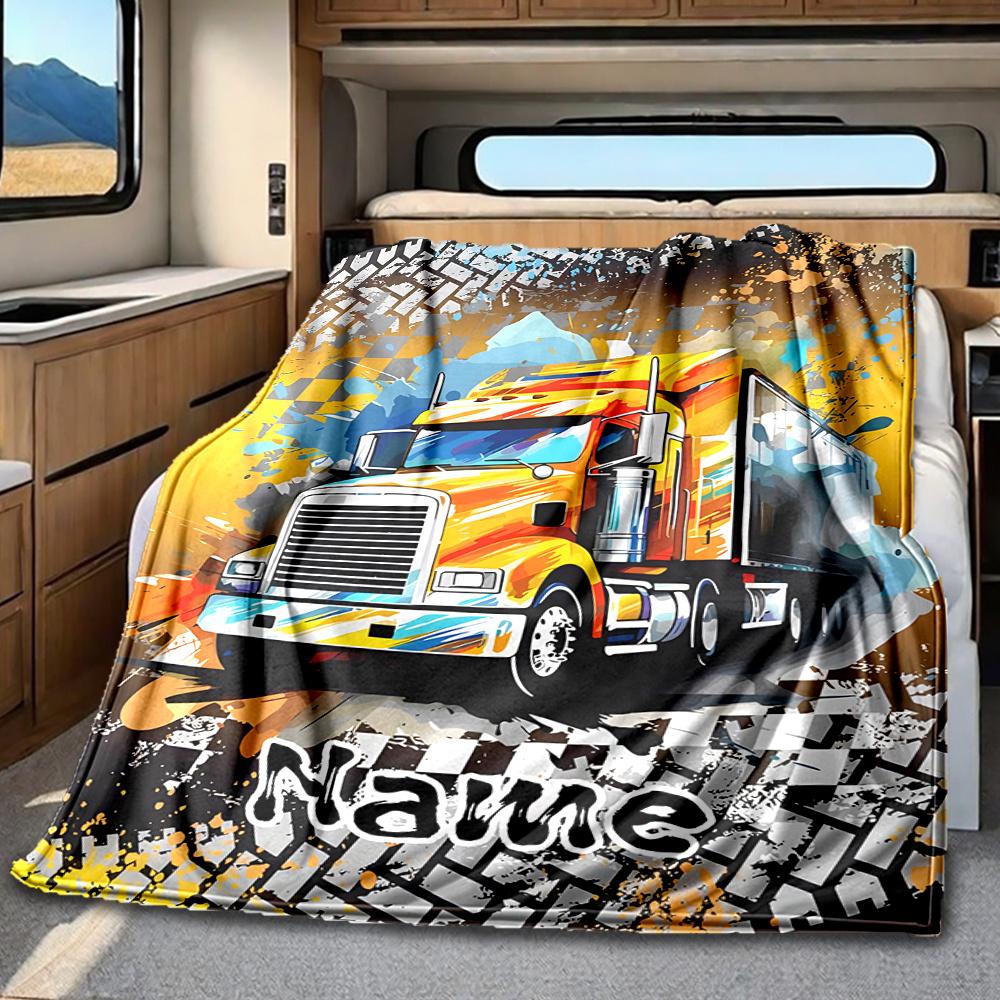 Truck Artwork With Vibrant Colors And Bold Design Blanketcustomize Your Name Lightweight Comfortable And Stylish Blanket For Travel Bed Home Chair