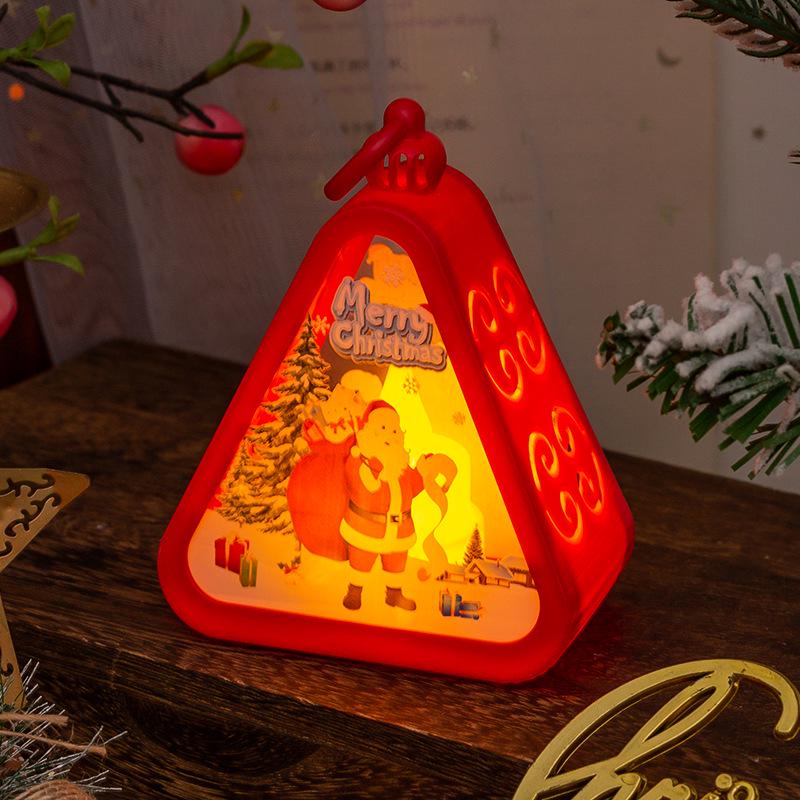 Vintage Christmas Lantern Night Light: Glowing Window & Desktop Ornament