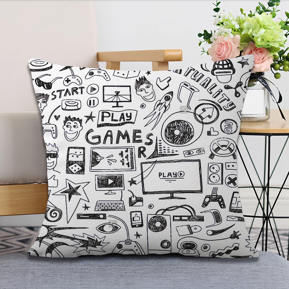 Style Soft Comfortable Anime Gamer Pillow Case for Sofa Living Room Game Home Office Fan Decor Design Square Protective Covers