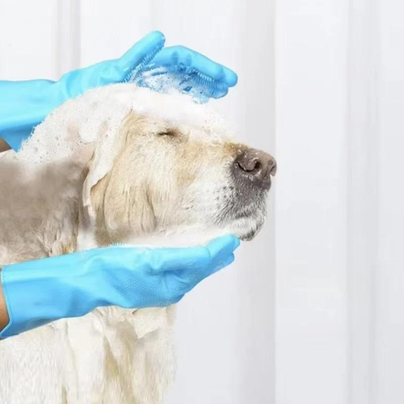 Silicone Pet Grooming Gloves Dog Cat Bath Shampoo Brush Hair Remover Massage Cleaning Scrubber