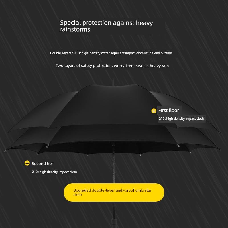 Storm-Resistant Umbrella with Long Handle for Men, Large Rain Umbrella, Reinforced, Sturdy and Durable, Fiber Straight Umbrella, Enlarged