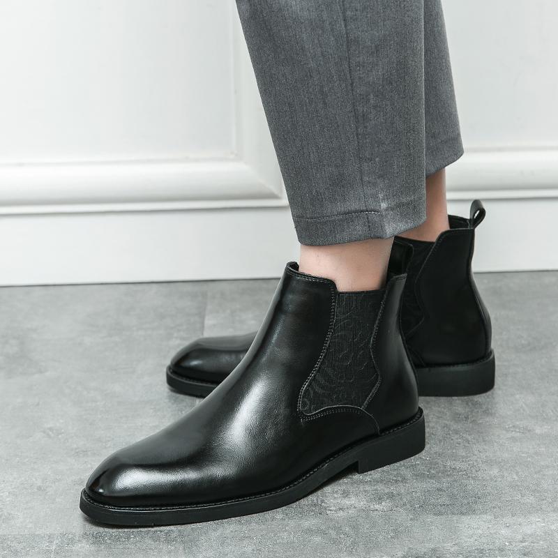 Móda Zima Nové Vysoké Pánské Černé Chelsea Hnědé Kotníkové Boty Britský Návrhář Botas Casual Luxusní Formální Obuv Zapatos Hombre
