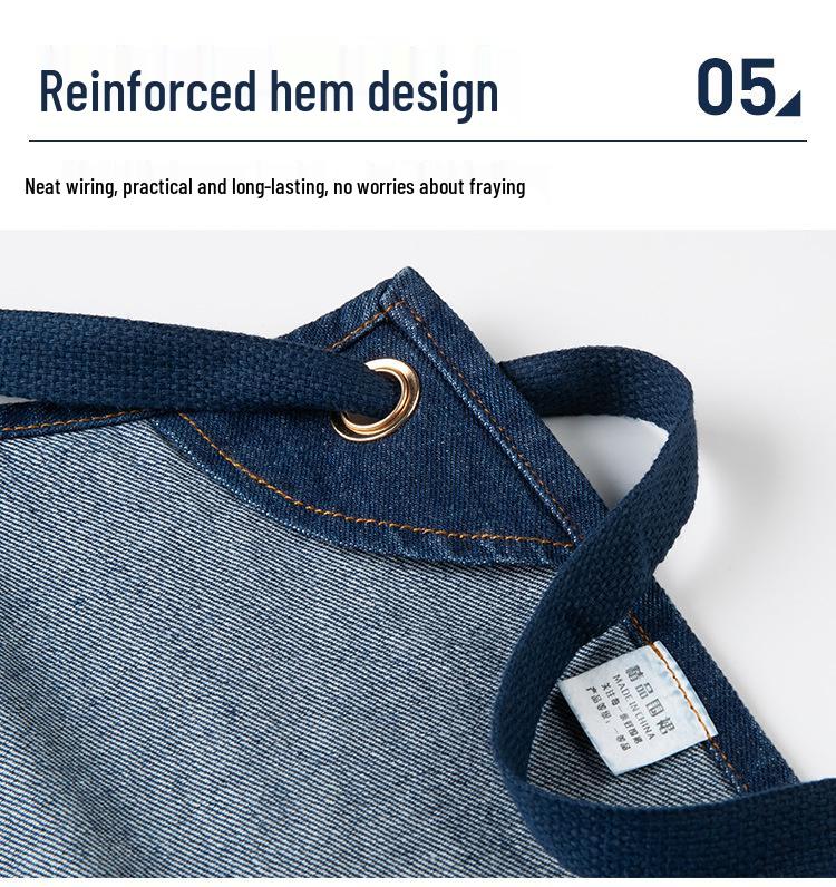 Waterproof Oil-Proof Fashion Denim Apron for Adults - Perfect for Kitchen, Catering, and Coffee Shop Work