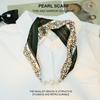 Elegant Silk Scarf with Magnetic Buckle and Pearl Necklace - Stylish Clavicle Chain for Women