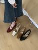 Retro Square Head French 2025 Autumn New Thick Heel One-word Buckle Suede Mary Jane Wedge Heel Single Shoes