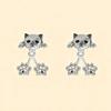 Vintage Funny Silver Color Cat Earring for Women Cute Animal Kitten Back Hanging Earrings Girls Party Banquet Piercing Jewelry