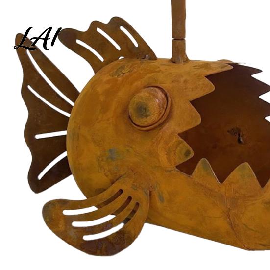 Flowerpot Rustic Iron Planter Fish Shaped Design Decorative Metal Flower Pot for Planter Succulents Cactus Plants Rustproof Garden Patio