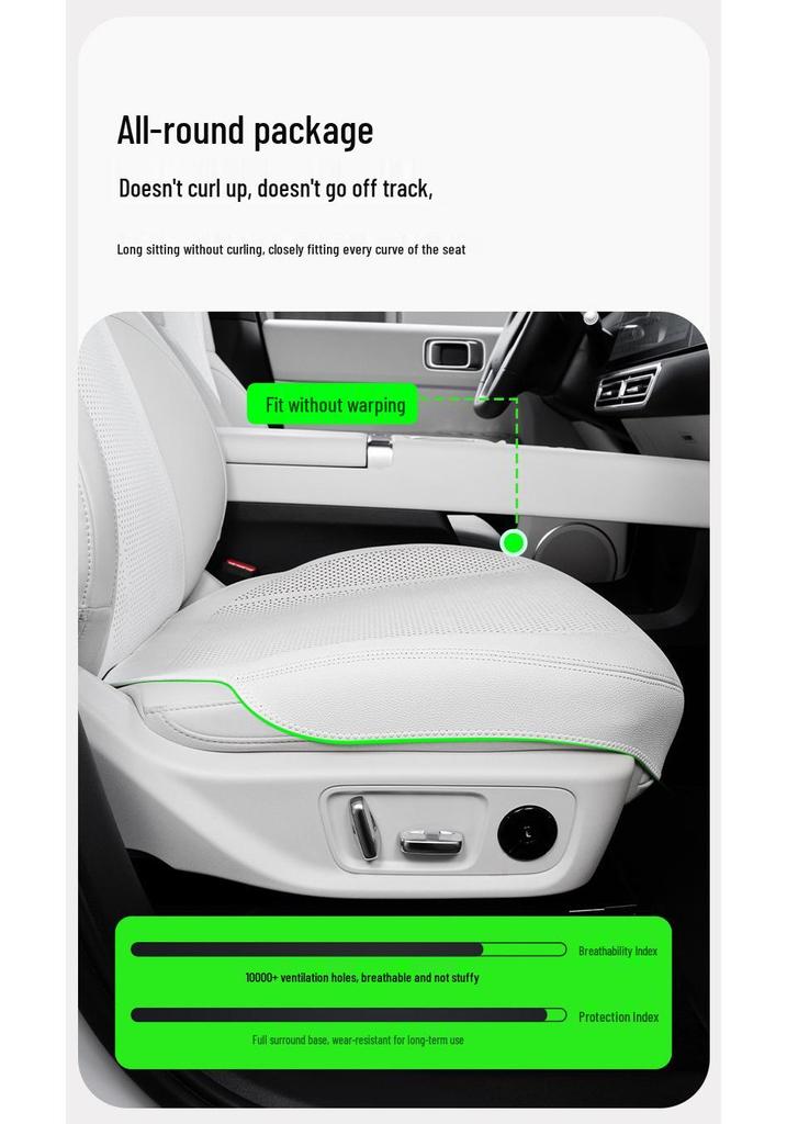 Universal Perforated Breathable Car Seat Cushion for Five-Seat Vehicles - Year-Round Ventilation