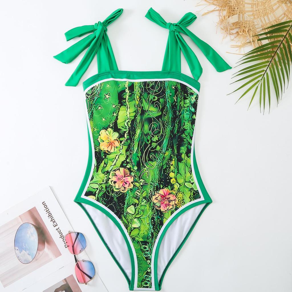 2025 Retro European & American One-Piece Swimsuit with Chiffon Skirt - Conservative & Sexy Design for Women