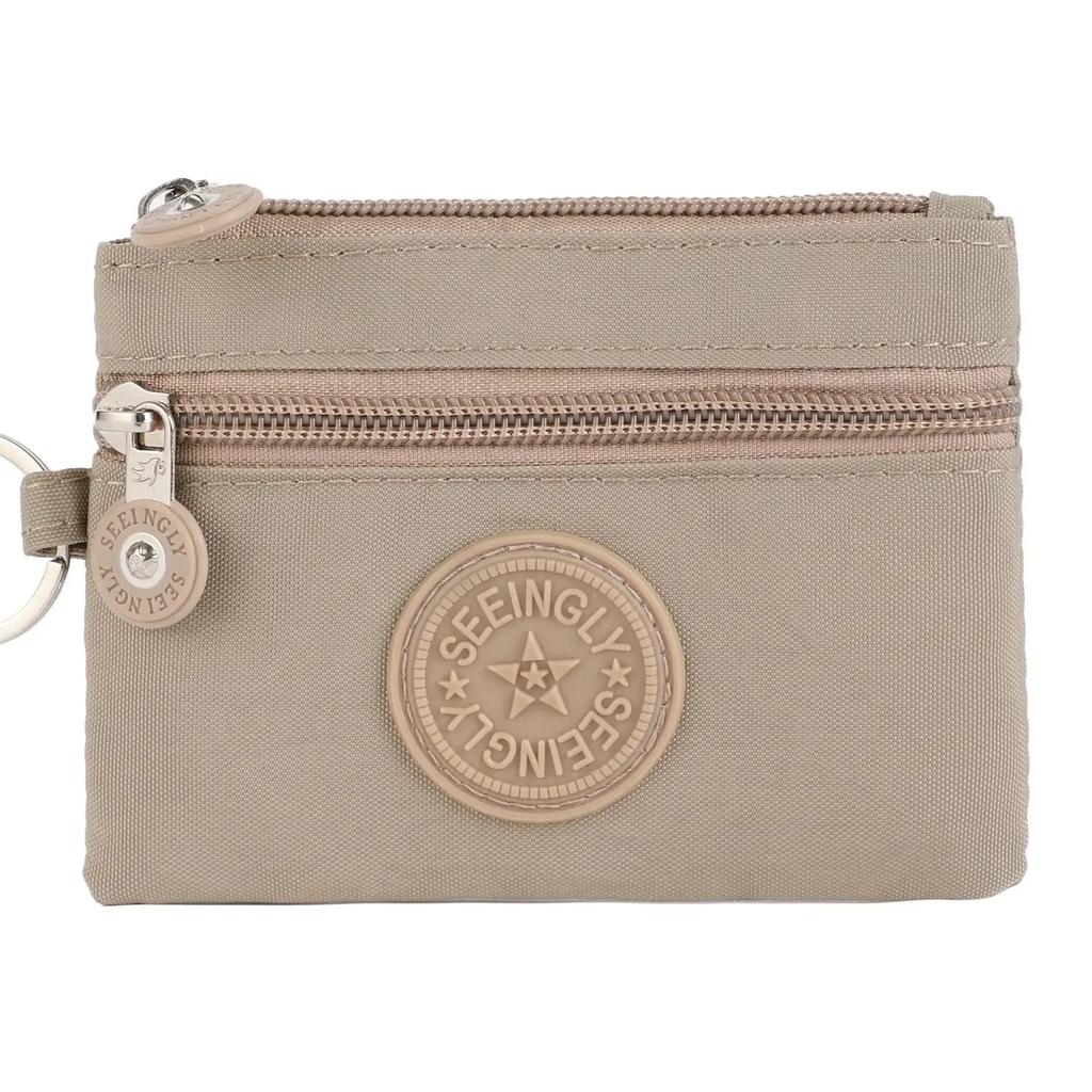 Nylon Solid Color Long Short Bank ID Credit Card Wallet Coin Keys Bags Purse Earphone Storage Bag Purse Pouch Double Zipper