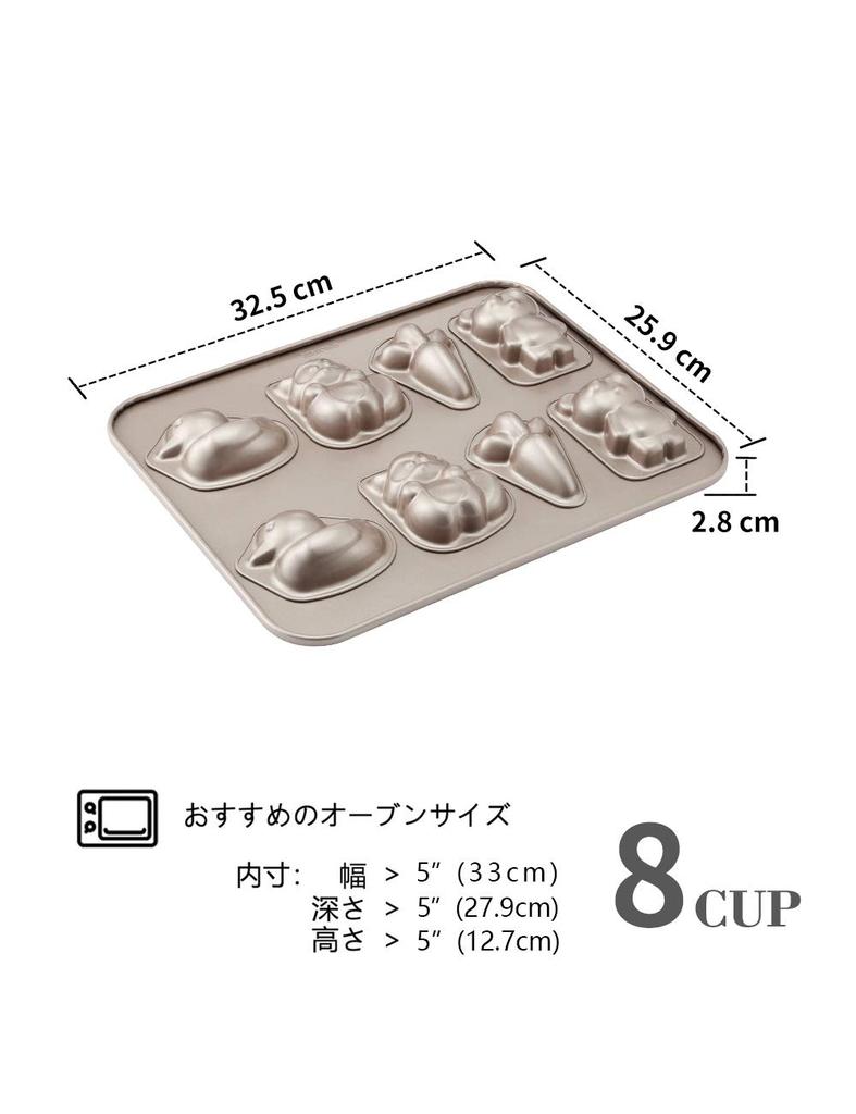 CHEFMADE 8-Cage Animal Vegetable Bread, Carrot Bread Mold, Non-Stick Cake Mold