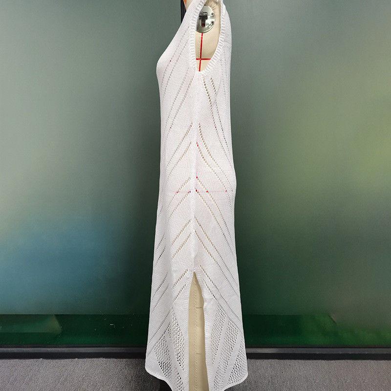 2025 European & American Knit Crochet Beach Cover-up: Sexy, Hollow Out, Sunscreen Cardigan for Seaside Vacations.