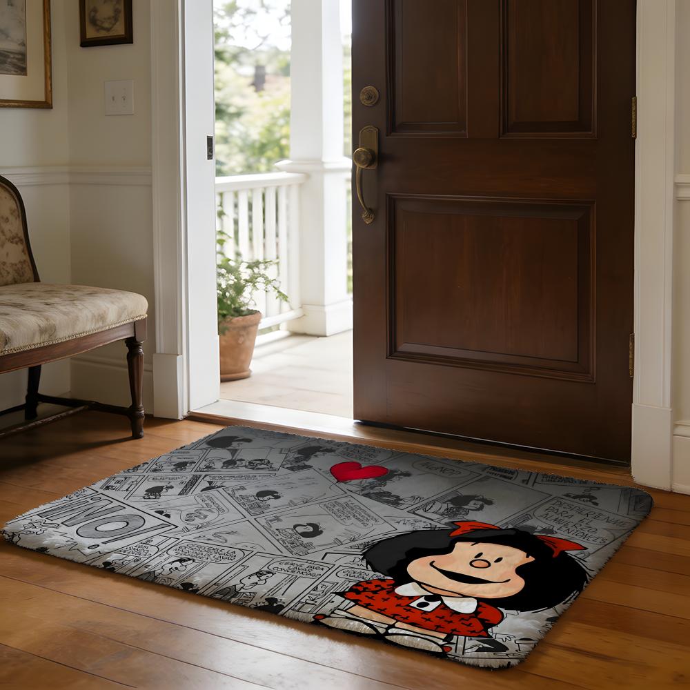 Tappetino da Pavimento Carino a Cartone Animato Mafalda Tappetino Assorbente Morbido in Flanella Tappeto Antiscivolo Casa Camera da Letto Bagno