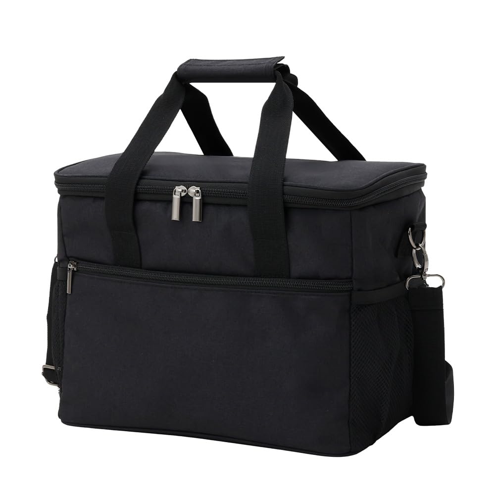 Iris Plaza Soft Cooler Insulated Ice Perfect for and Carrying Box, Bag, Small, 15L, Foldable, Black, Box, Camping, Picnics,