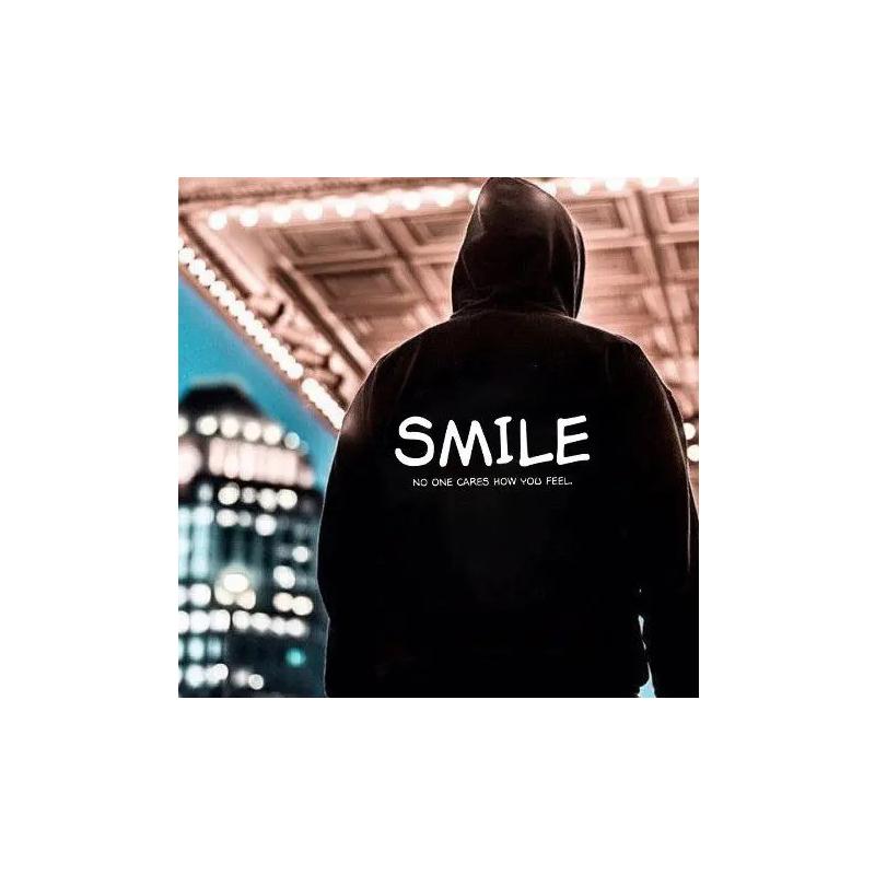 Smile No One Cares How You Feel Women Hoody Sweatshirts Pullovers Unisex Quote Pure Cotton Streetwear Jumper Casual Tops Hoodies