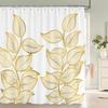 Simple Nordic Style Leaves Palm Leaf Printing Bathroom Shower Curtain Polyester Waterproof Home Decoration Curtain with Hook