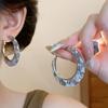 Vintage Acetate Hoop Earrings Trendy C-shaped Earring Set Simple Leopard Print Earrings Girls