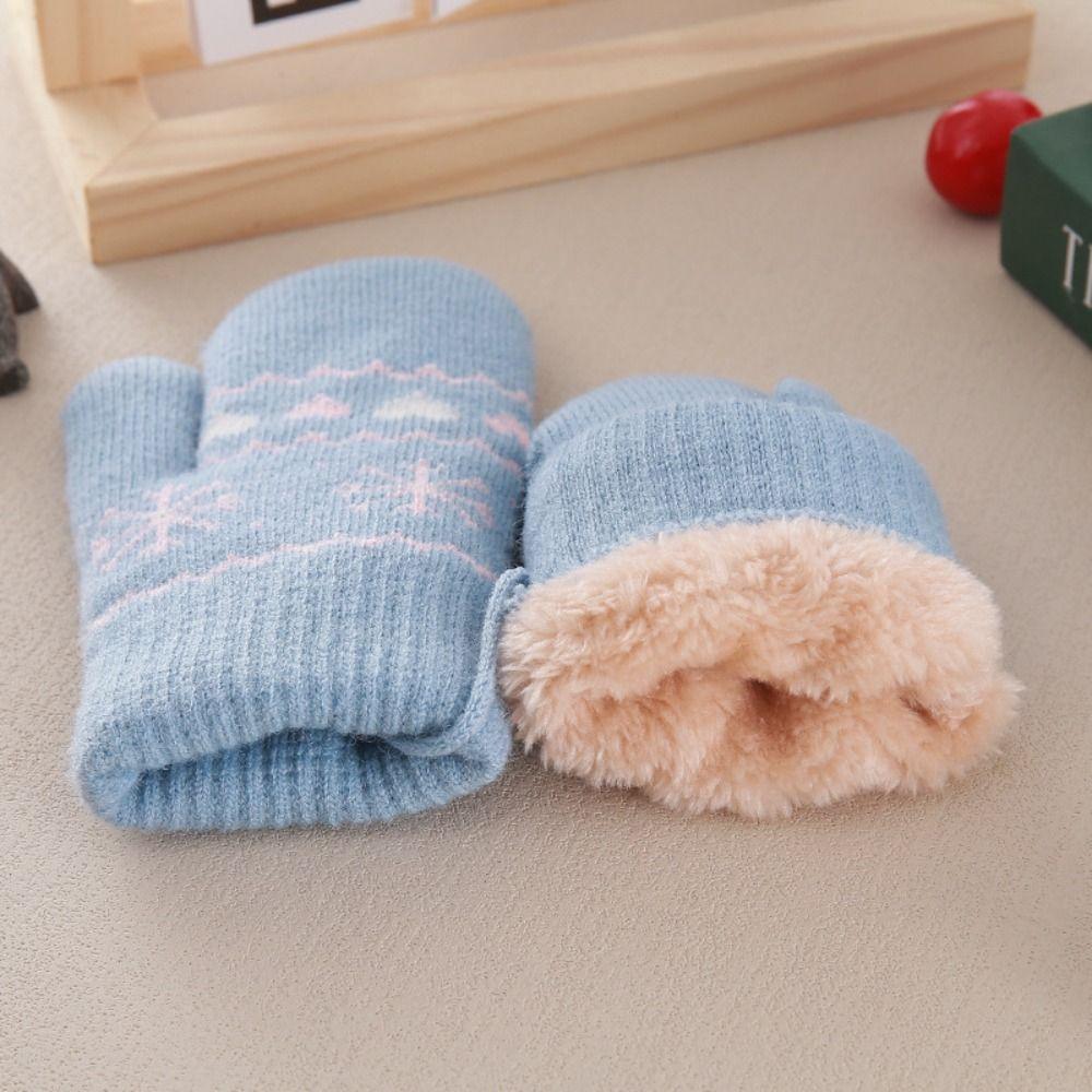 Hanging Neck Rope Children Knitted Mittens Thickened Warm Winter Warm Gloves  Winter Season