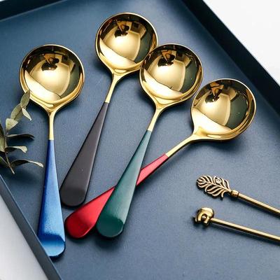 Goldenes Silber Edelstahl Besteck Dessert Teelöffel Kaffee Zubehör Set für Küchenzubehör Kleiner Teelöffel