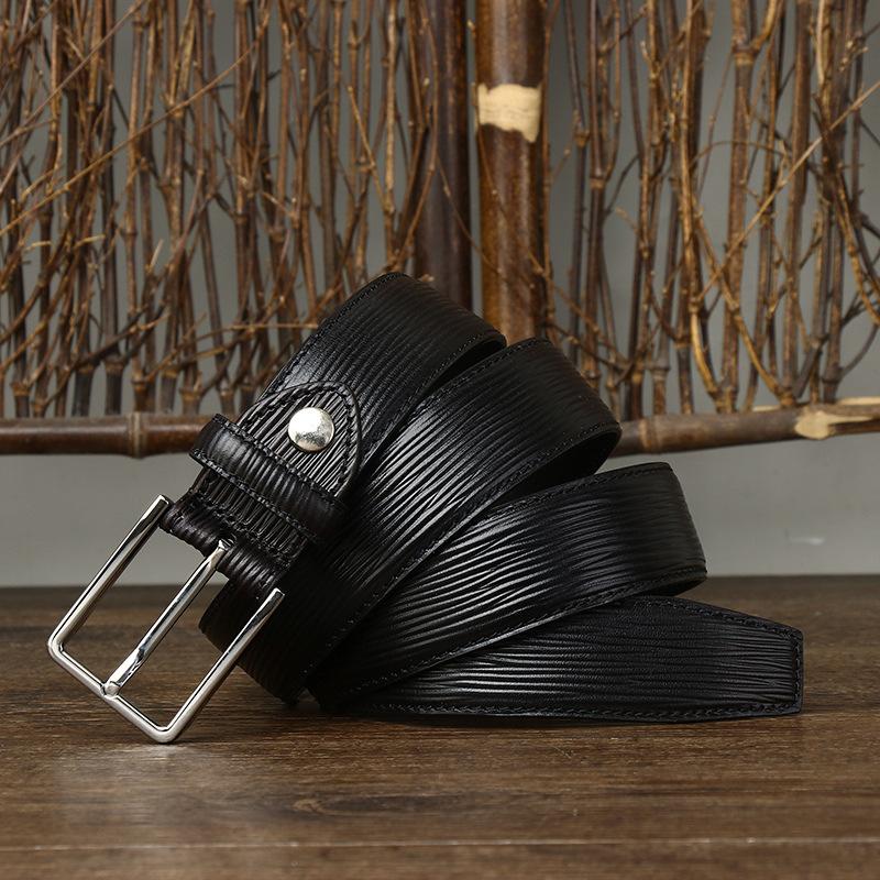 

Ремень мужской деловой молодежный официальный костюм брюки ремень с пряжкой из натуральной кожи с тиснением в виде дерева Чистый кожаный ремень 100cm