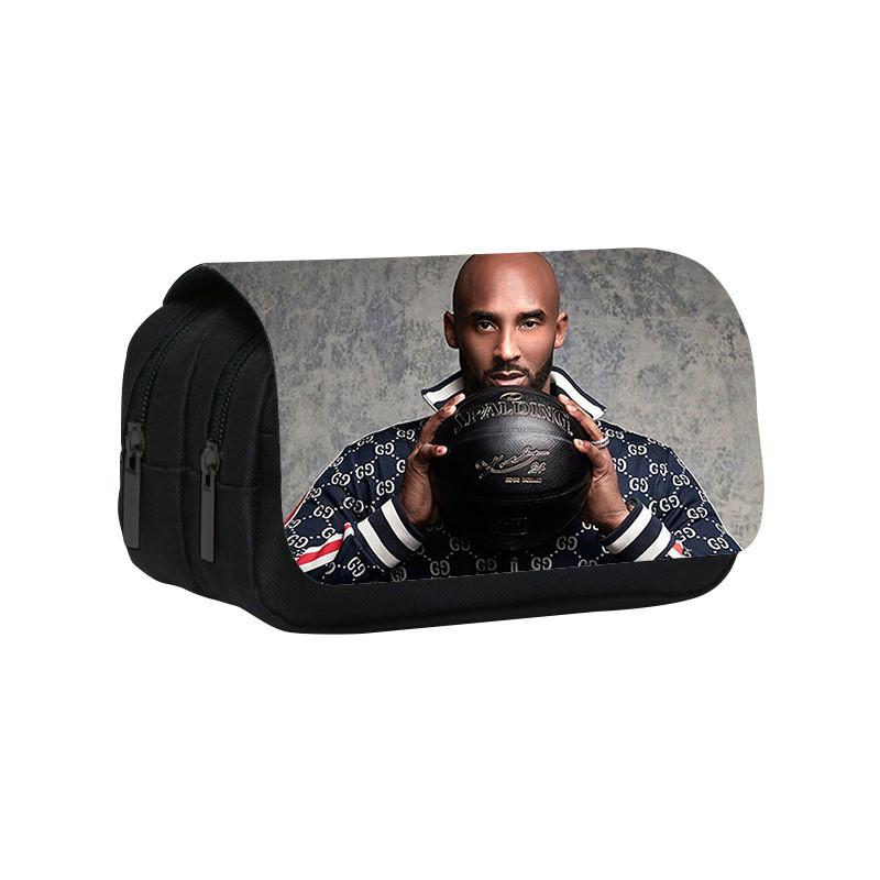 Kobe Bryant Double Layer Pencil Case With Nylon Material For Students And Nba Fans