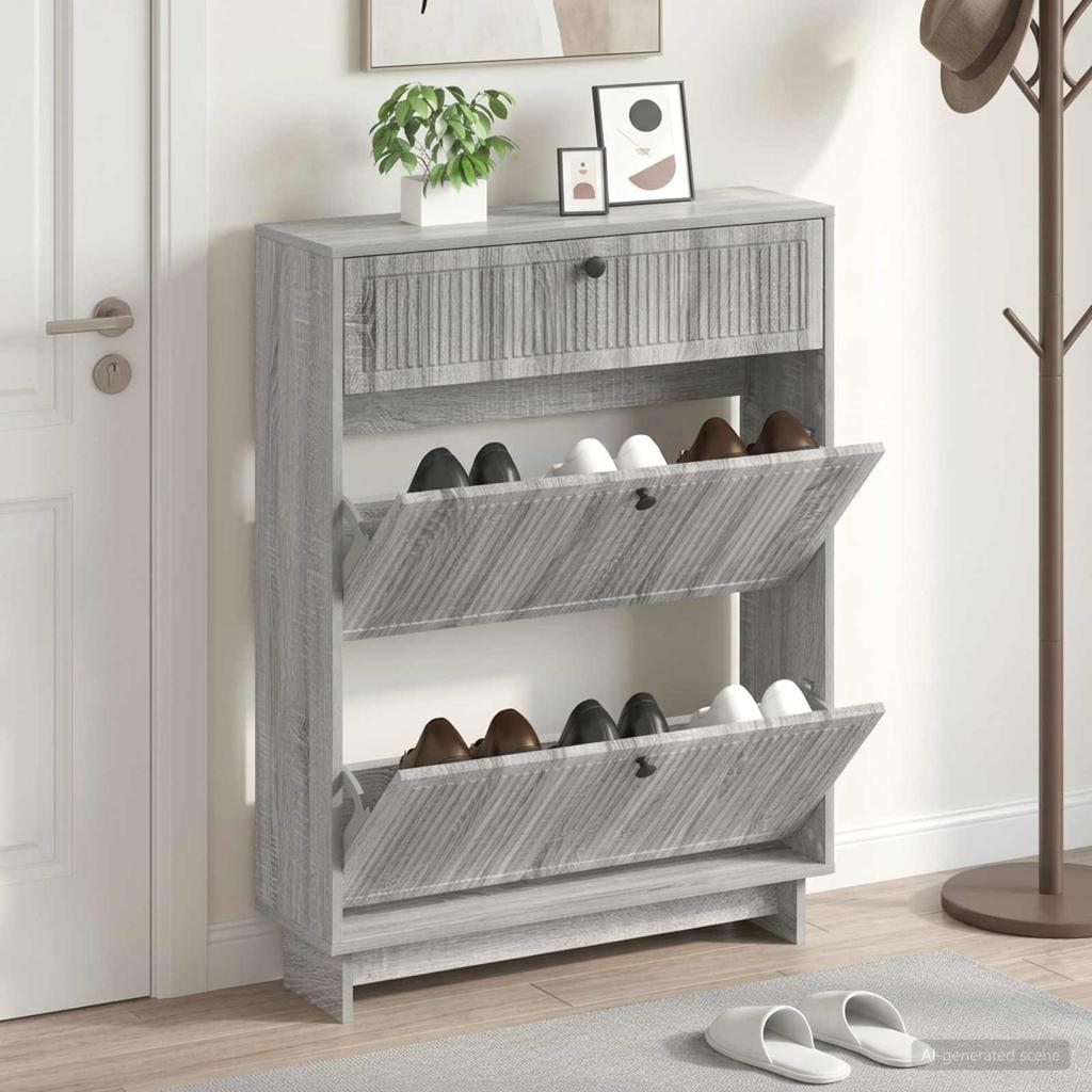 Shoe Cabinet EDE 78 x 24 x 103 cm Engineered Wood Sonoma Grey