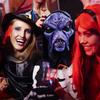Scary purple alien latex mask