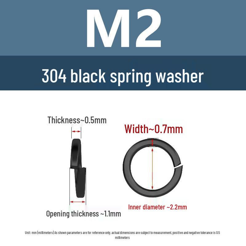 Yigu 304 Stainless Steel Black Spring Washer - Thickened Split Design for Shock Absorption