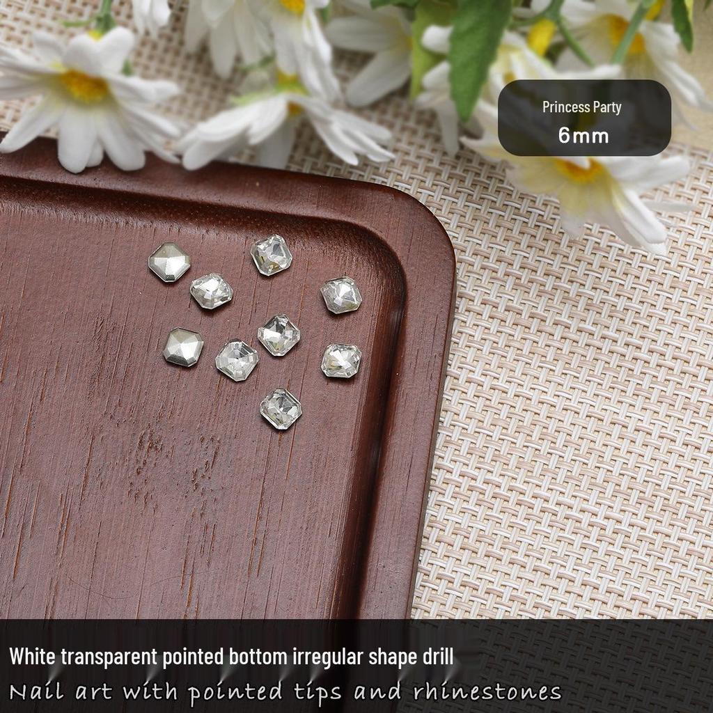 Nail Art Rhinestones: Transparent Pointed Hearts, Axe Heads, Square Rock Candy - Super Shiny Press-on Decorations