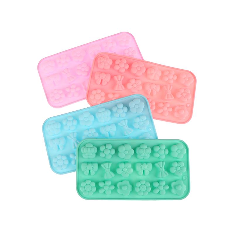 1Pc 18Cavities Flower Bow Tie Silicone Mold Diy Pudding Ice Baking Tools Biscuit Pastry Dessert Fondant Candle Cake Mold