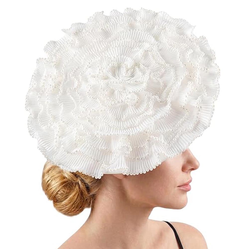 

Flower Mesh Large Floral Headpiece with Hair Clip Hair Accessories Derby Flower Fascinators Headband Large Flower білий