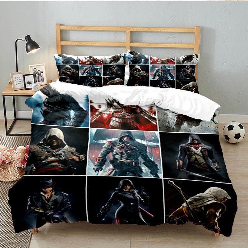 3PCS Game Creed Bedding Set Printed Duvet Cover Closure Includes 1 Duvet Cover & 2 Pillowcases for All Seasons Bedroom Decor