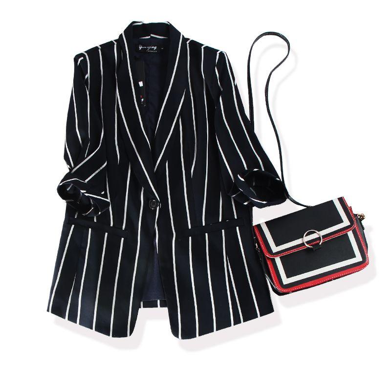 

Gao JI Elite Style British Small Shrug Corrugated One Button Small Suit Outwear Female Junior High School Career Entry Capable Dark Blue Only navy blue, no black