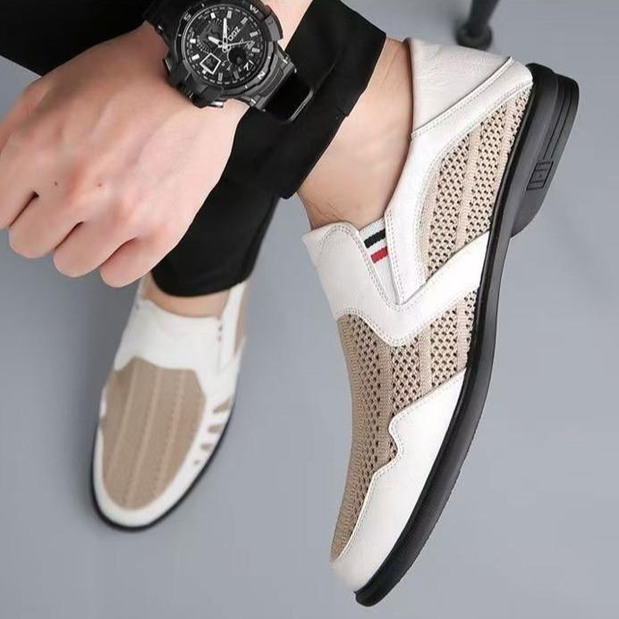 Nuove Scarpe Estive Traspiranti in Rete – Scarpe Slip-On in Pelle Traspiranti con Design Traforato