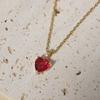 Purple Teardrop Zirconia Heart Pendant Necklace, Golden Tone Dainty Jewelry for Women