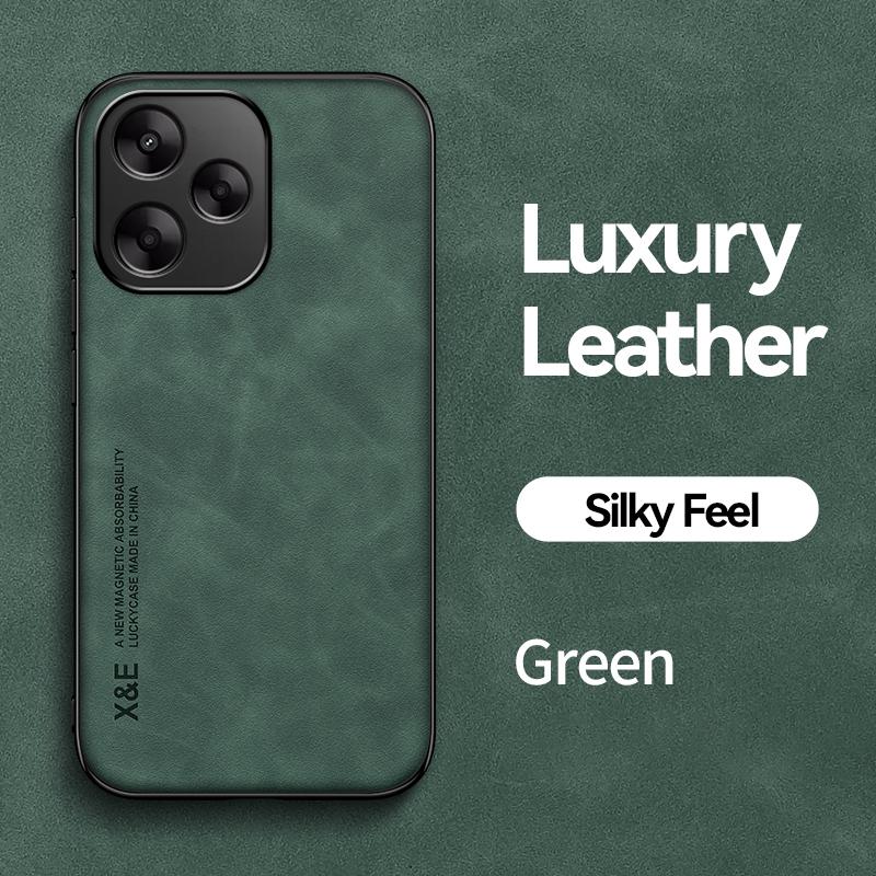 

KEYSION Luxury Retro PU Leather Case for Xiaomi Redmi 13 Soft Silicone+PC Shockproof Phone Back Cover for Xiaomi POCO M6 4G for Redmi 13