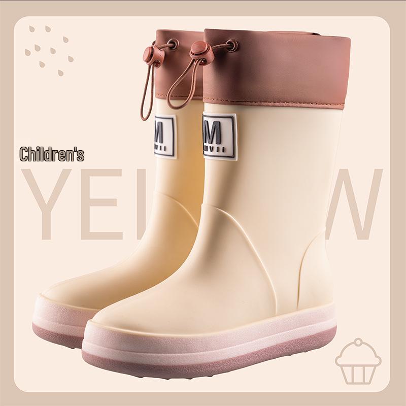 Kids' Korean Style Waterproof Velvet-Lined Non-Slip Rubber Rain Boots for Autumn/Winter: Cold Protection for Boys and Girls of All Ages.