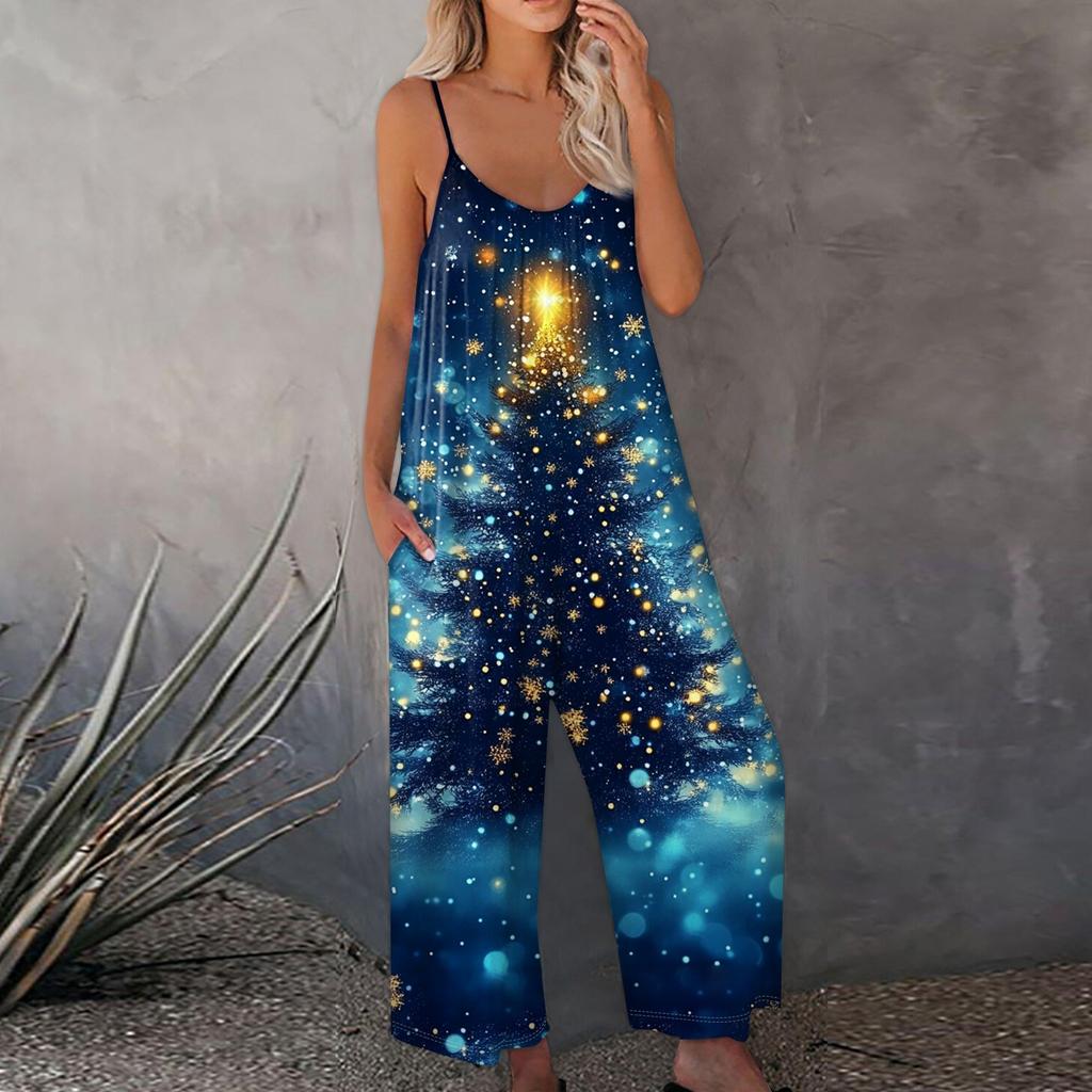 Salopetă de damă imprimată ocazional salopetă ajustabilă cu bretele