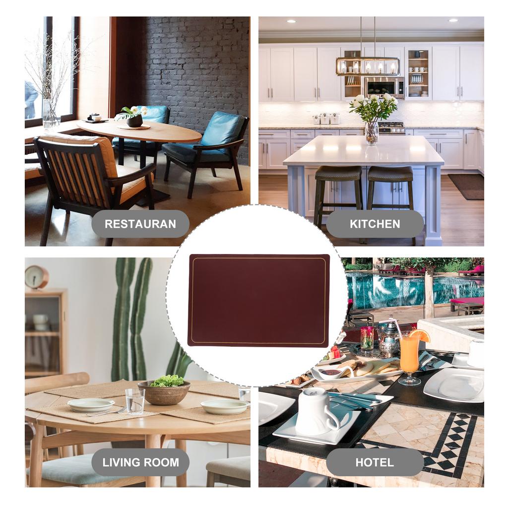4Pcs PU Place Mats Set Wear-Resistant Heat-Resistant Non-Slip Dining Table Placemats for Kitchen Countertop Workstation Simple