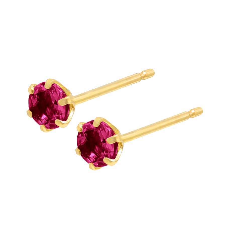 ESTELLE July Birthstone Ruby Earrings in 10K Yellow Gold (0222-5442-0014-0000)