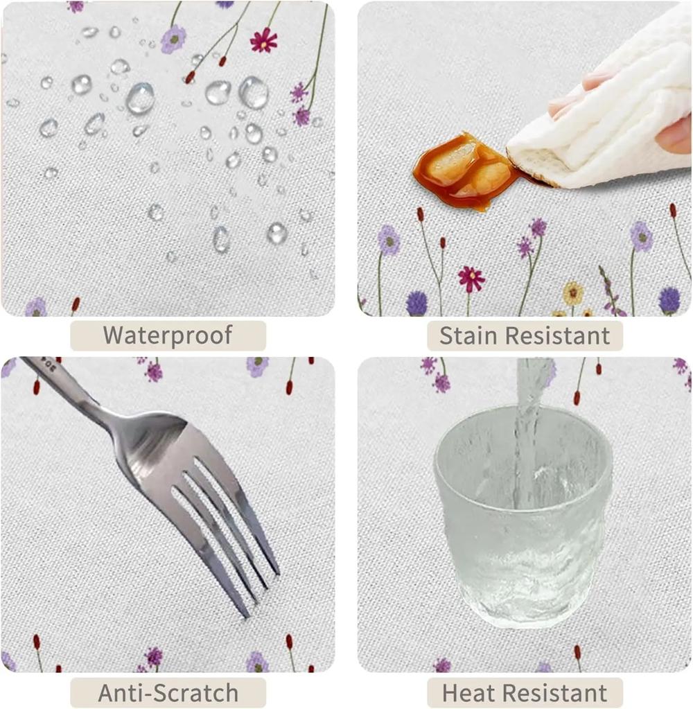 Sunflower Floral Tablecloth Plant Print Waterproof Oilproof Wedding Birthday Party Home Restaurant Dining Table Decor Repeatable