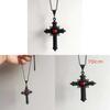 Gothic Cross Necklace With Red Crystal Pendant For Women And Men