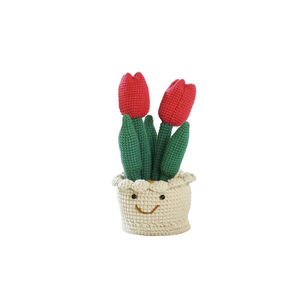 Crochet Flower Potted Plant - Cute Knitted & Rose For Home Decor- Perfect Gift For Valentine's Day & Birthdays