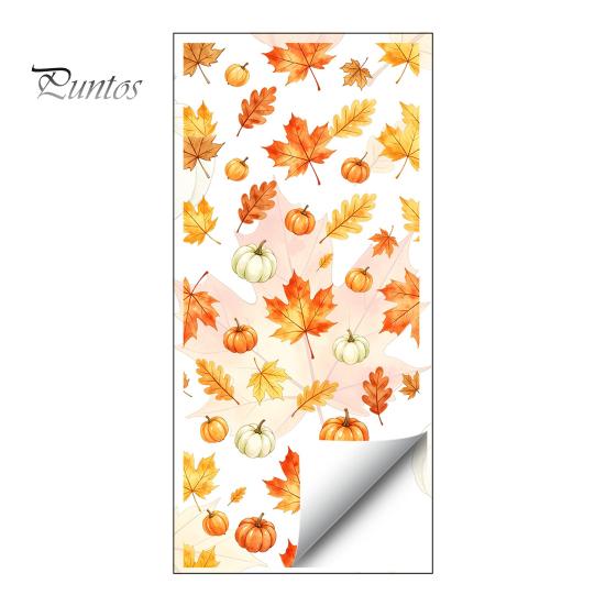 Removable Holiday Glass Stickers Watercolor Fall Static Window Clings Maple Leaf & Pumpkin Stickers Autumn Reusable Cling Film Decal for Thanksgiving