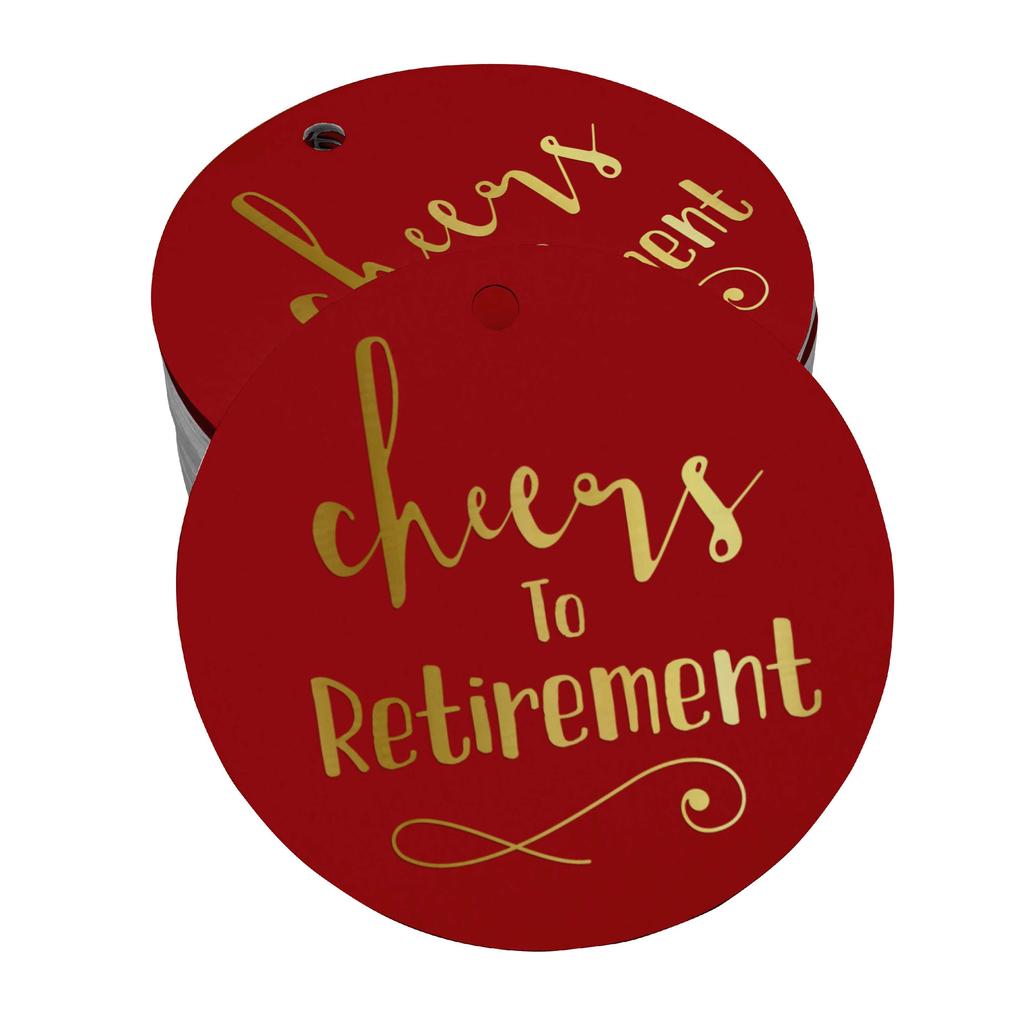 Inkdotpot Pack Of 100 Real Gold Foil Paper Tags Cheers To Retirement Favor Hang